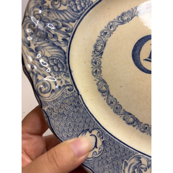 Antique Blue Transferware Crawford Cooking Ranges Advertising Platter. (AS IS) - Picture 5 of 10